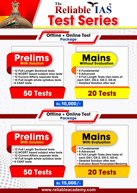 Prelims & Mains Test Series | Reliable IAS